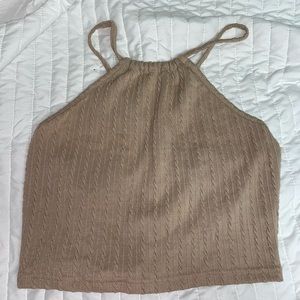 tan sweater crop top 🤎
